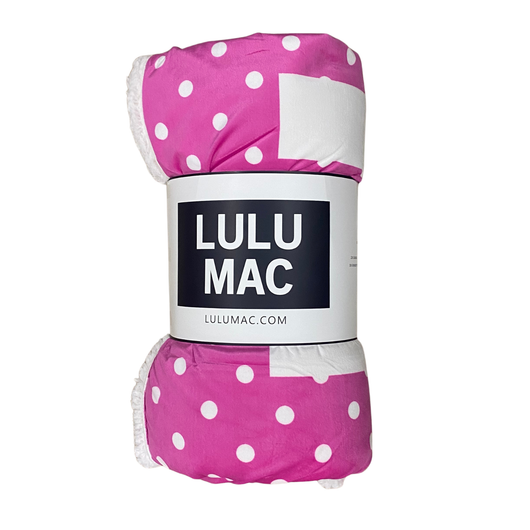 LM-BK-1002-PD LULU MAC BLANKET HOT PINK WITH WHITE DOTS
