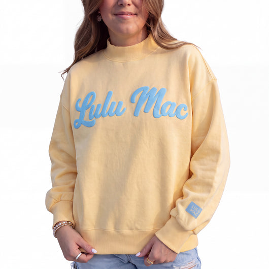 LM-SW-1020 Script Sweatshirt Butter/Light Blue