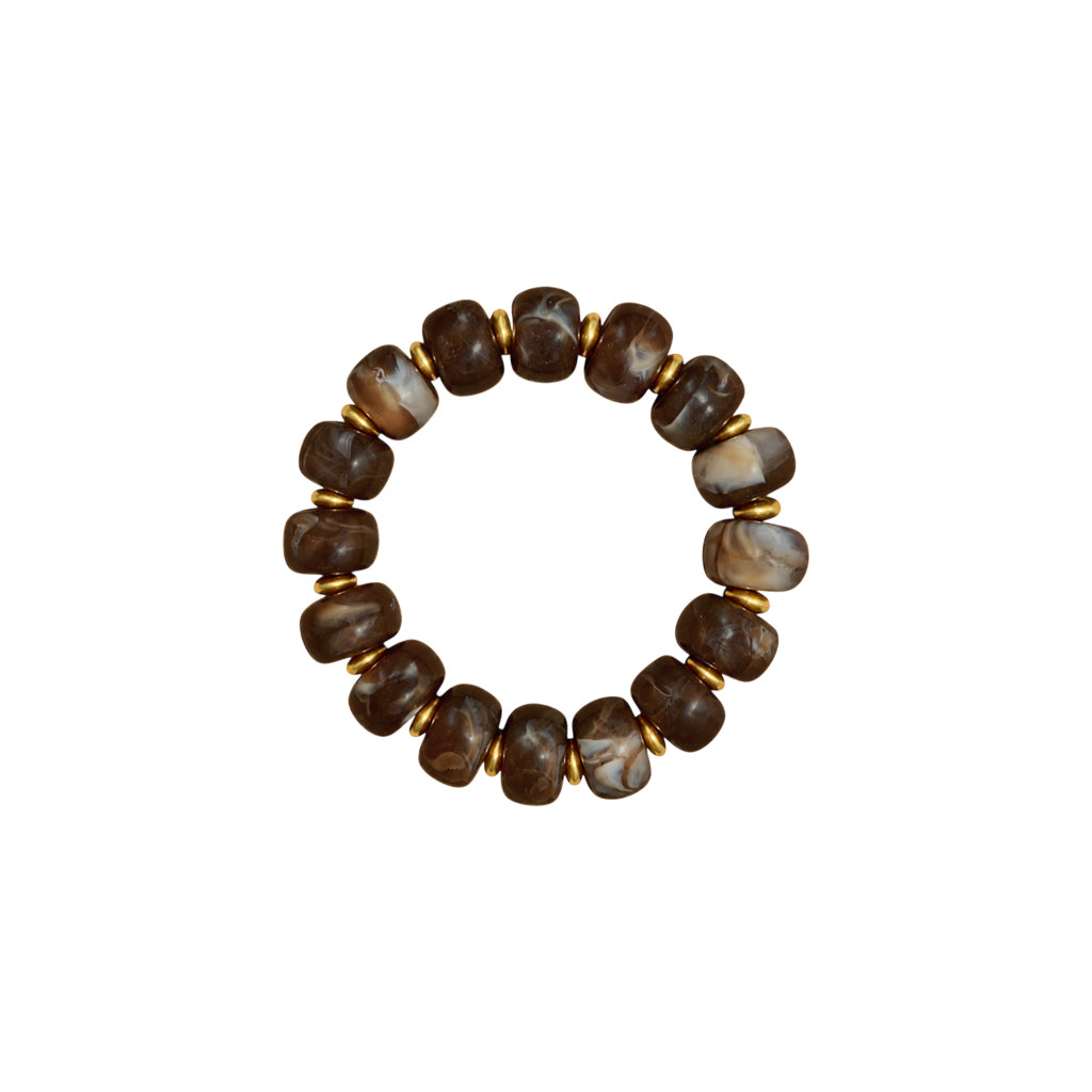 LM-BR-1006 BEADED BRACELET - BROWN