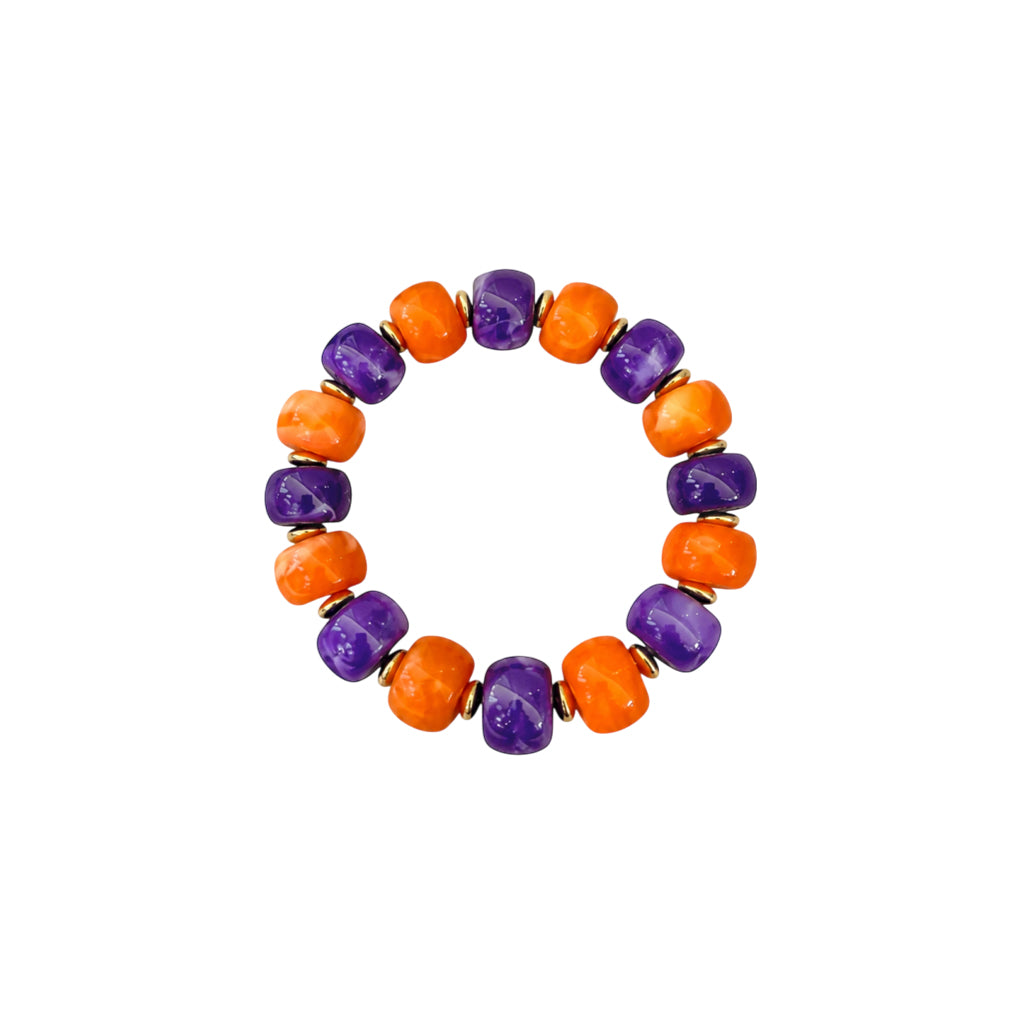 LM-BR-1006 BEADED BRACELET - ORANGE/PURPLE