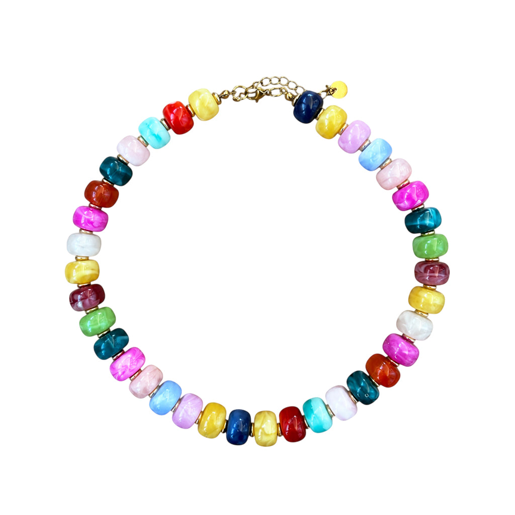 LM-NK-1006 BEADED NECKLACE - MULTI COLORED