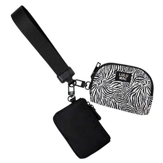 DP-8162 Zebra Print Lulu Mac Double Pouch Wristlet