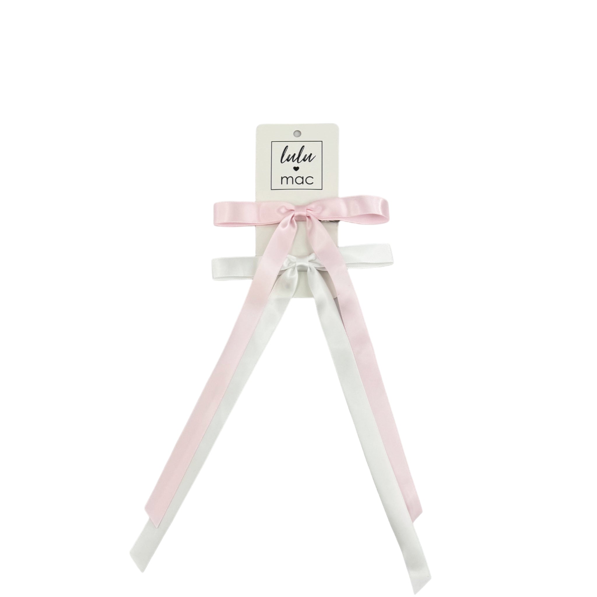 DDS-7656 Satin Mini Double Bow Light Pink/White