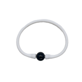 SB-2649 SILICONE BRACELET WHITE WITH BLACK PEARL