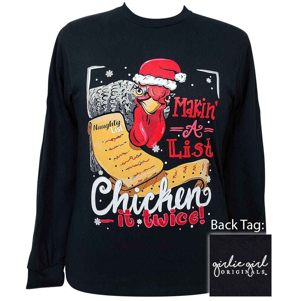 2541 Chicken it Twice Front Design LS- Black