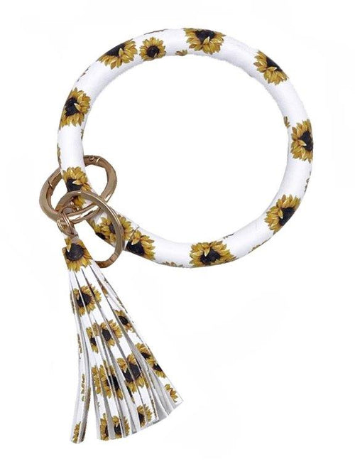 KC-8845 Sunflower White Wristlet Key Chain – girliegirloriginals