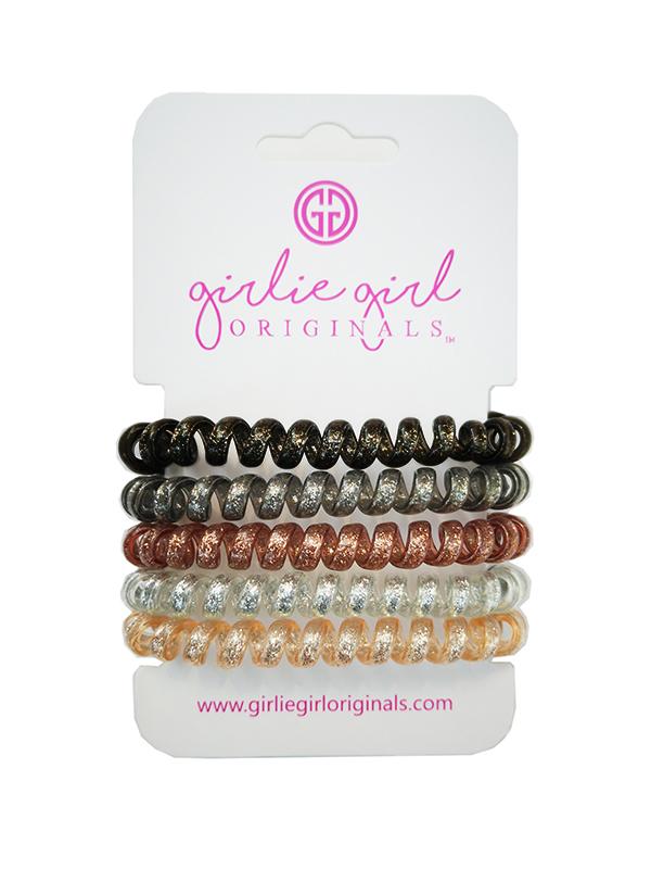 TC-GLITTER 17 BLK/Golden Telephone Cord Hair Ties