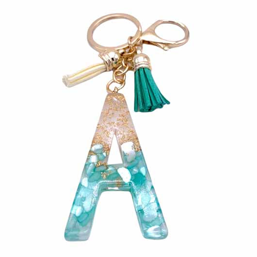 Girlie Girl Originals KC-0727 Acrylic Pebble Initial Keychain Mint D