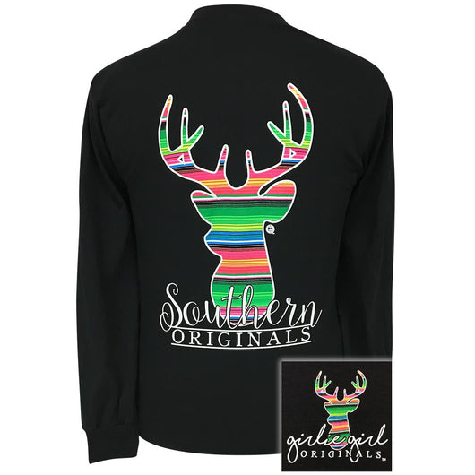 Serape Deer Black Long Sleeve