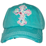 KBV-1208 Floral Cross Turquoise
