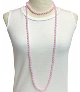 NK-2244 LIGHT PINK 60 hand knotted glass bead necklace