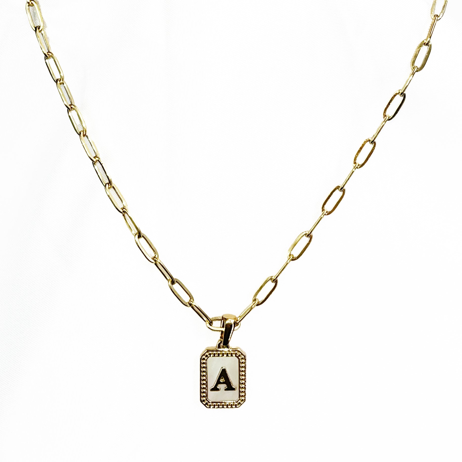 NK-8252 Initial Ivory Plate Necklace