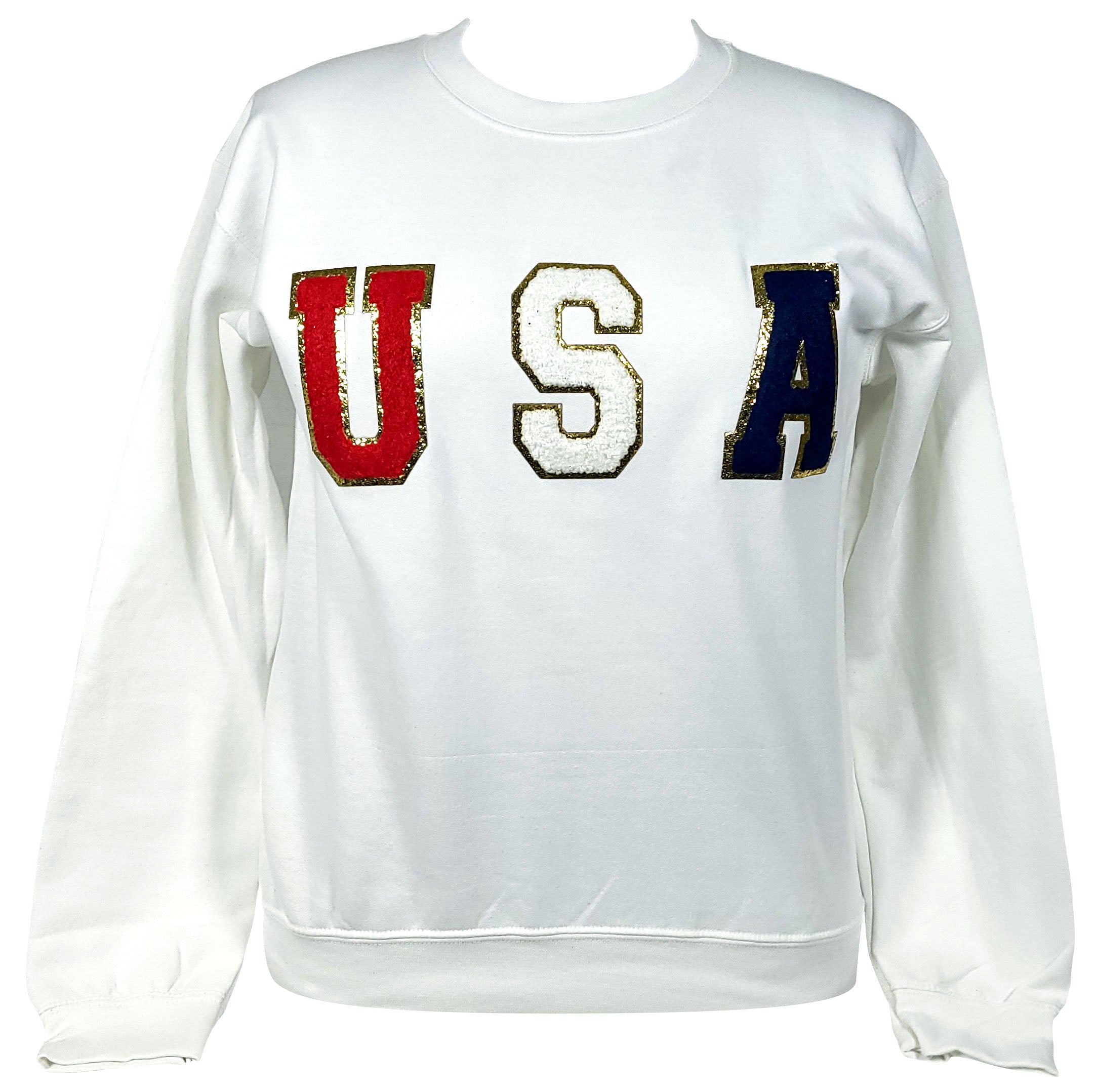 SW-6723 USA-White Sweatshirt