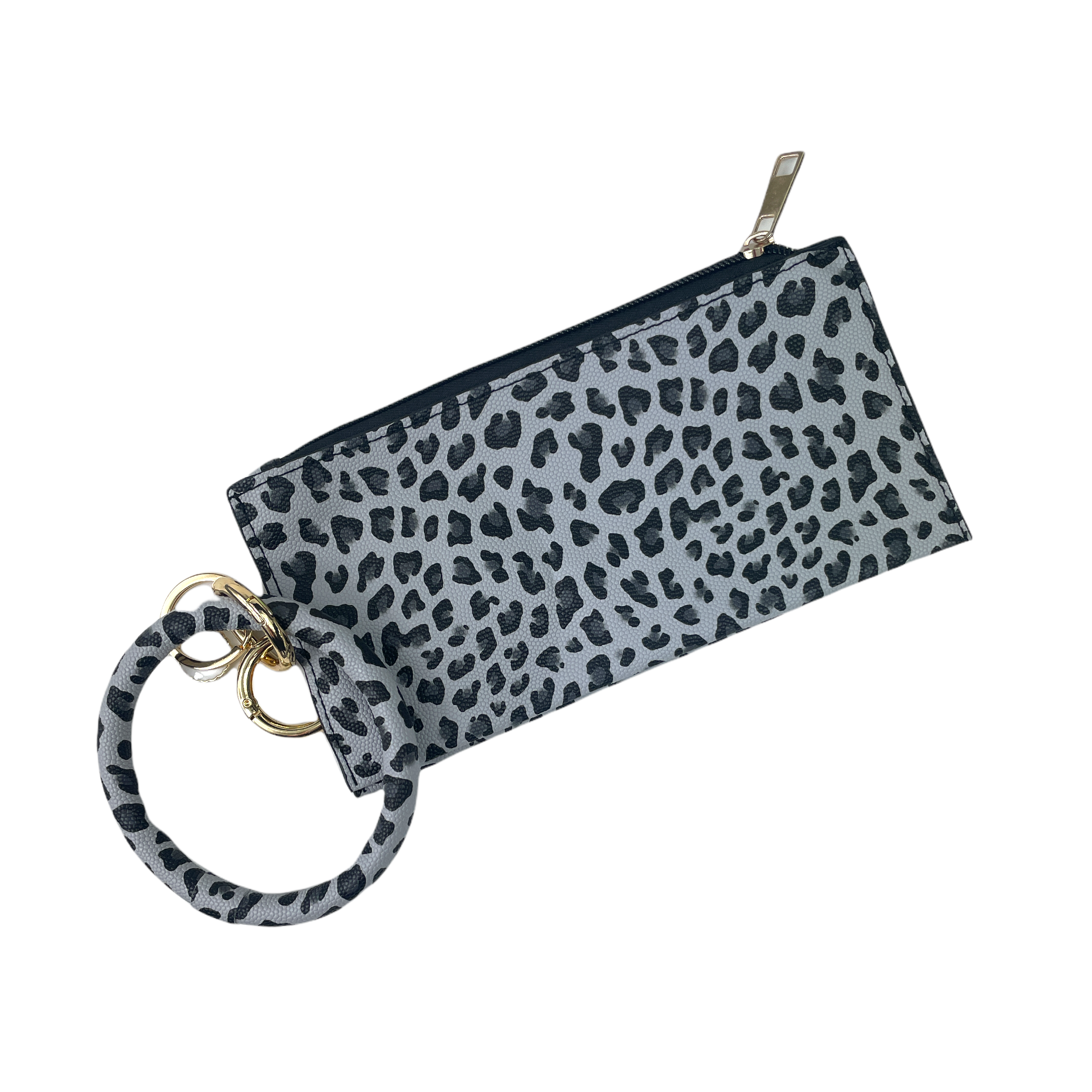 CL-8848 Wristlet Clutch Small Black Leopard