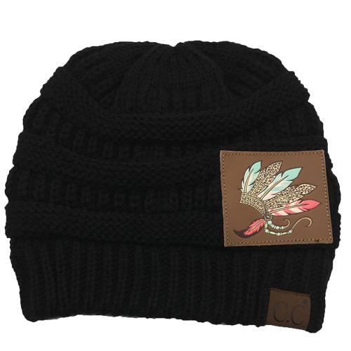 BJ-101 Indian Feathers Patch Beanie