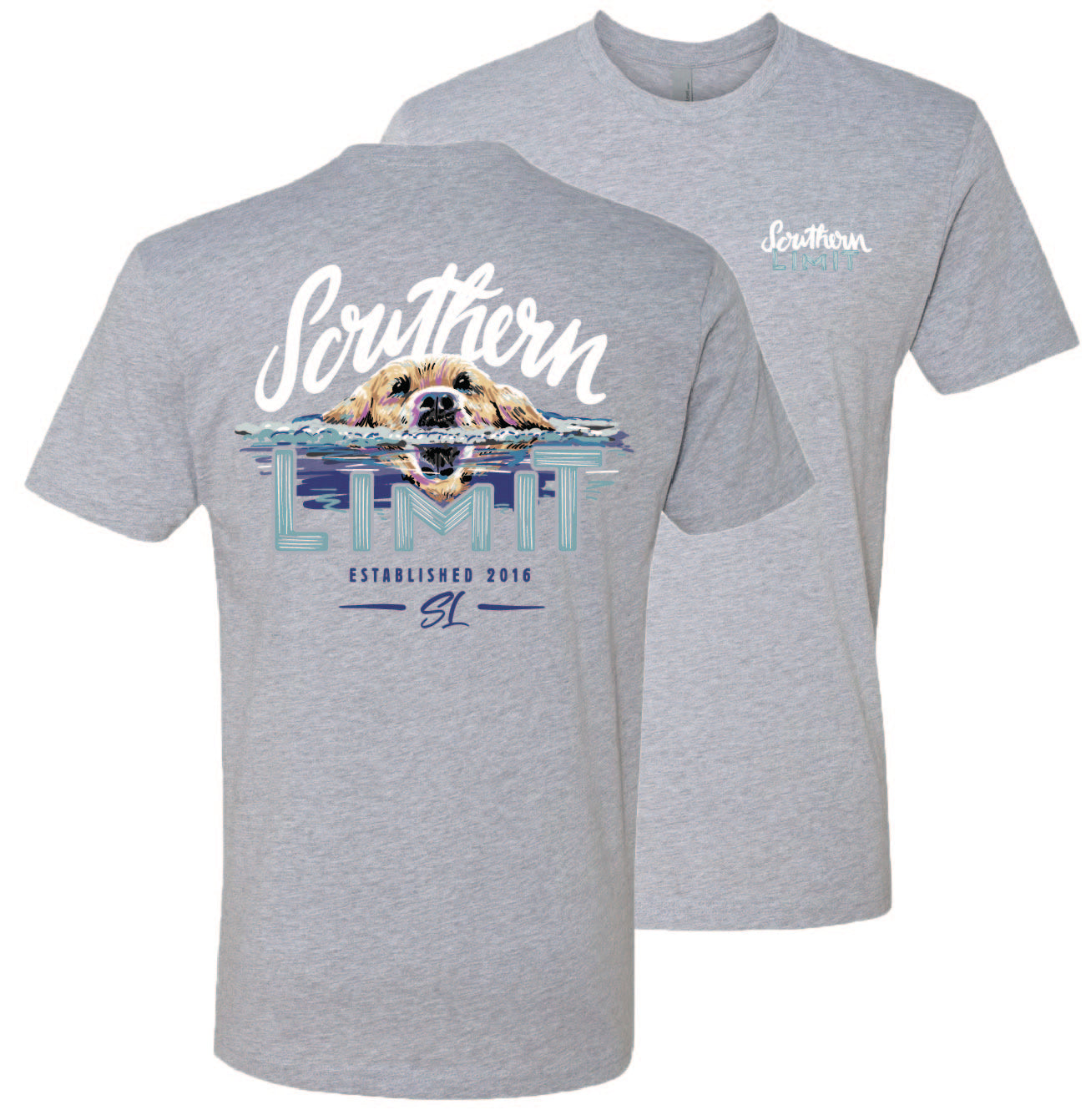 Southern Limit-114 Swimming Dog SS-Dark Heather Grey