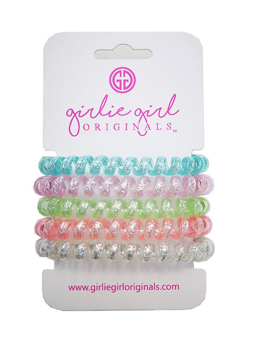 TC-GLITTER 16 LT Blue/White Telephone Cord Hair Ties