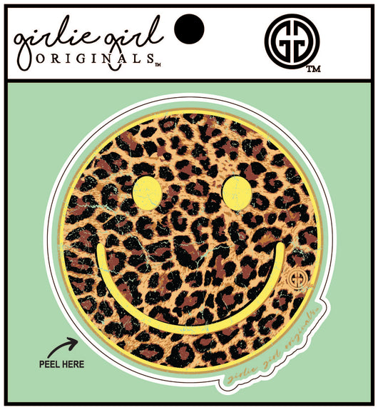 Decal/Sticker Leopard Happy Face Yellow-2452
