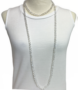 NK-2244 IRI CLEAR 60 hand knotted glass bead necklace