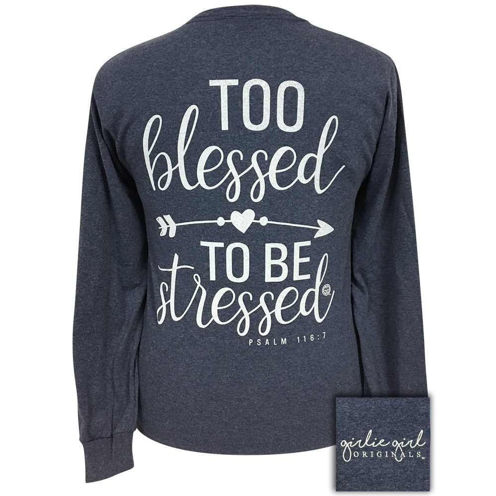 Too Blessed-Vintage Heather Navy LS-1925