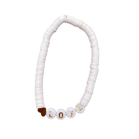 BR-1306 Elastic Bracelet White Love