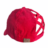 BT-937 Corduroy Criss Cross Cap Red