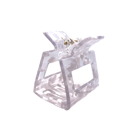 HCS-14M Small Square Hair Clip-Clear White