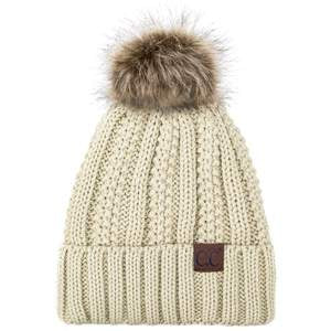 YJ-820 SHERPA LINED BEANIE W/FAUX FUR POM - BLACK