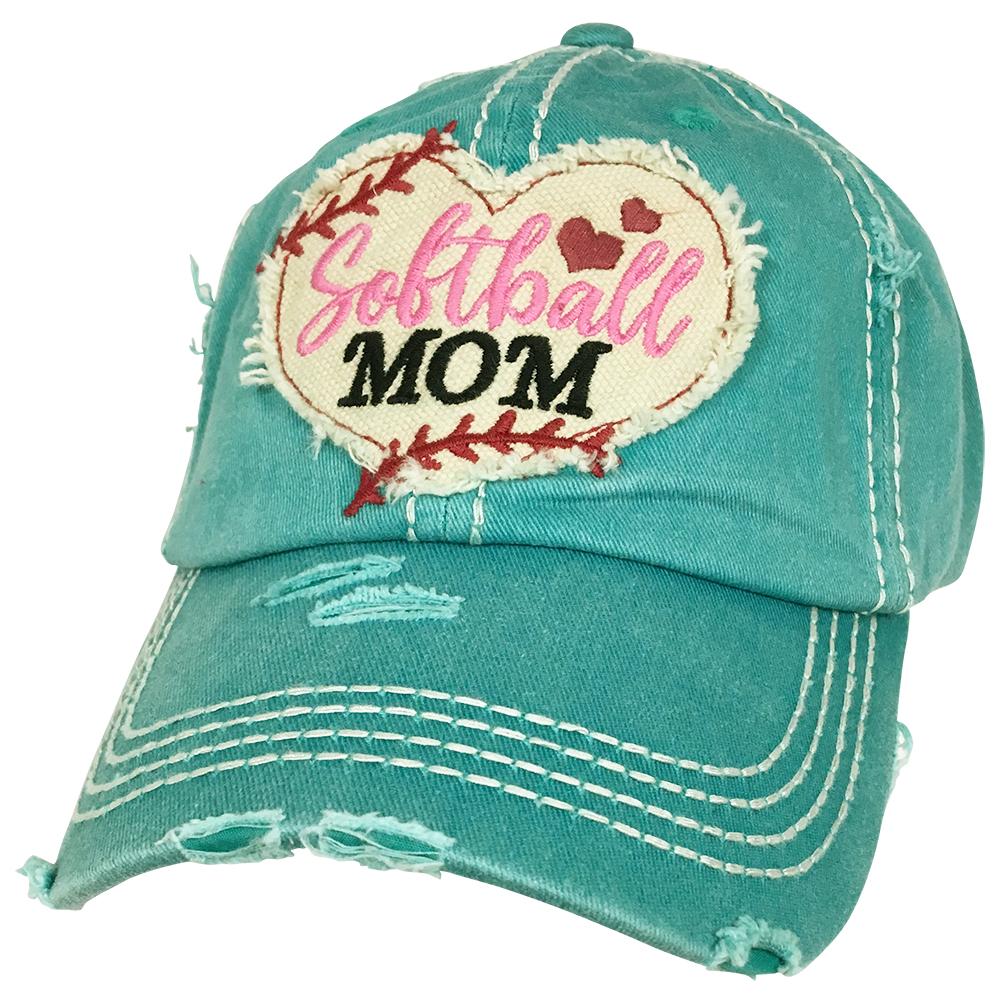 KBV-1194 Softball Mom Heart Turq