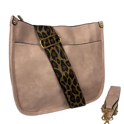PS-7181 Crossbody Leopard Strap Purse-Light Pink