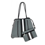 NP-4500-O Grey Black Stripe Neoprene Tote Bag