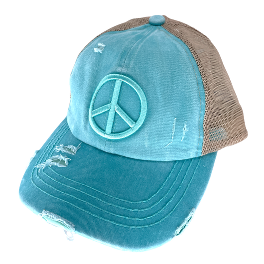 BT-1017 Peace Criss Cross Pony Cap Mint