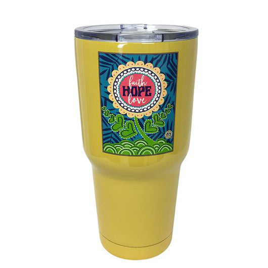 TB2468 Faith Hope Love Yellow Stainless Steel Tumbler