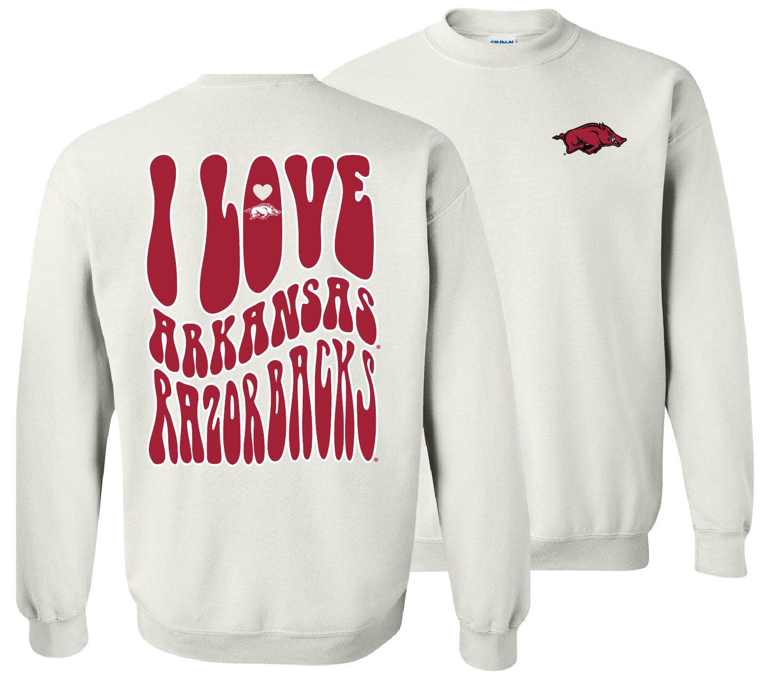 College-Arkansas Love Team Sweatshirt-White