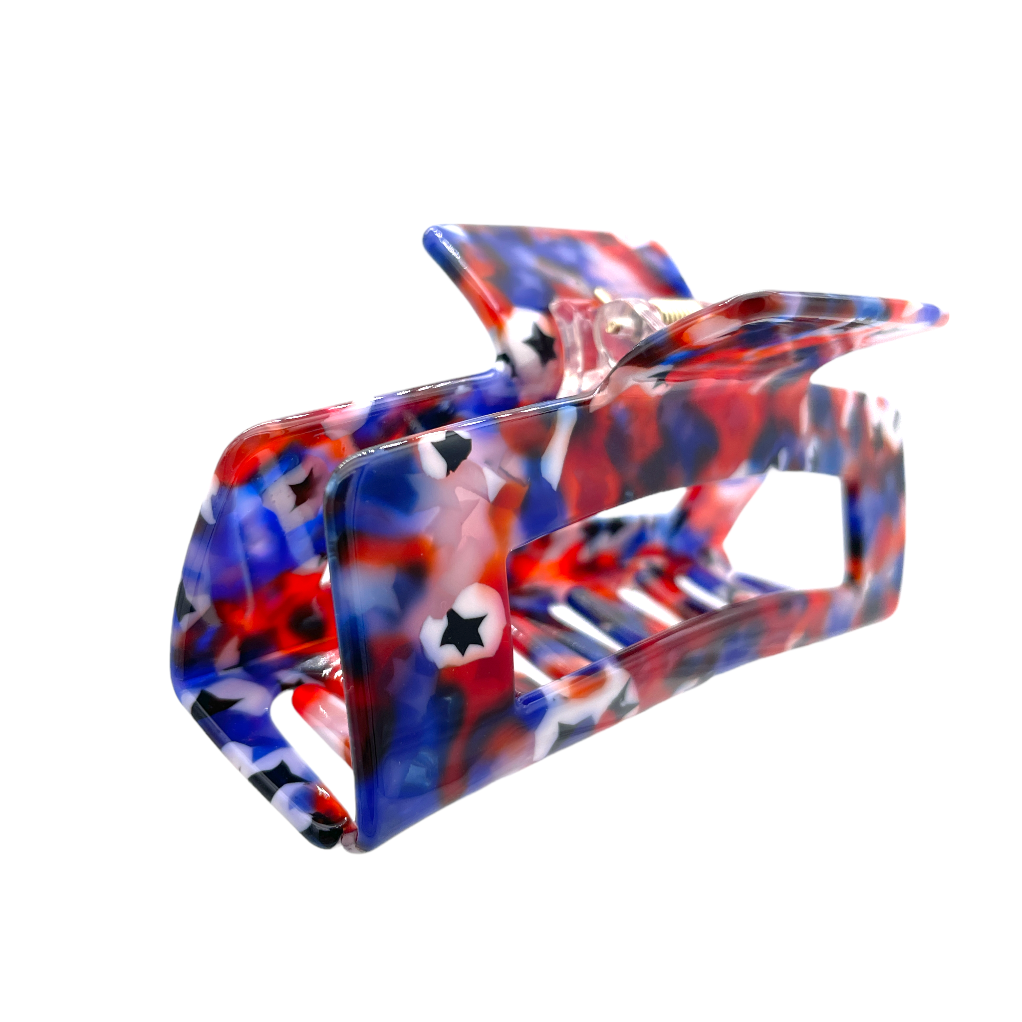 HCR-12M Large Rectangle Hair Clip-Red Wht Blue