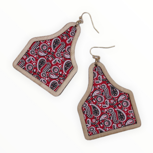 TE-2031GDRD Cow Tag Earrings