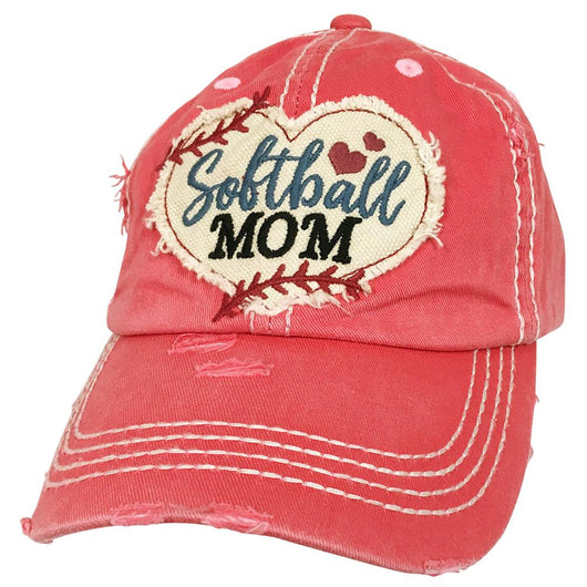 KBV-1194 Softball Mom Heart Hot Pink
