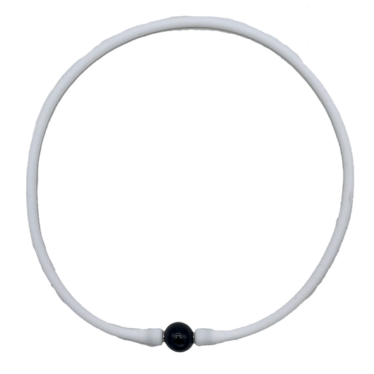 SN-2649 SILICONE NECKLACE WHITE WITH BLACK PEARL