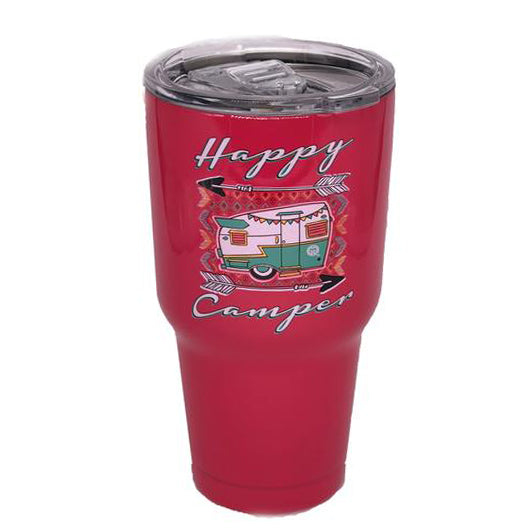 TB2468 Happy Camper Coral Stainless Steel Tumbler