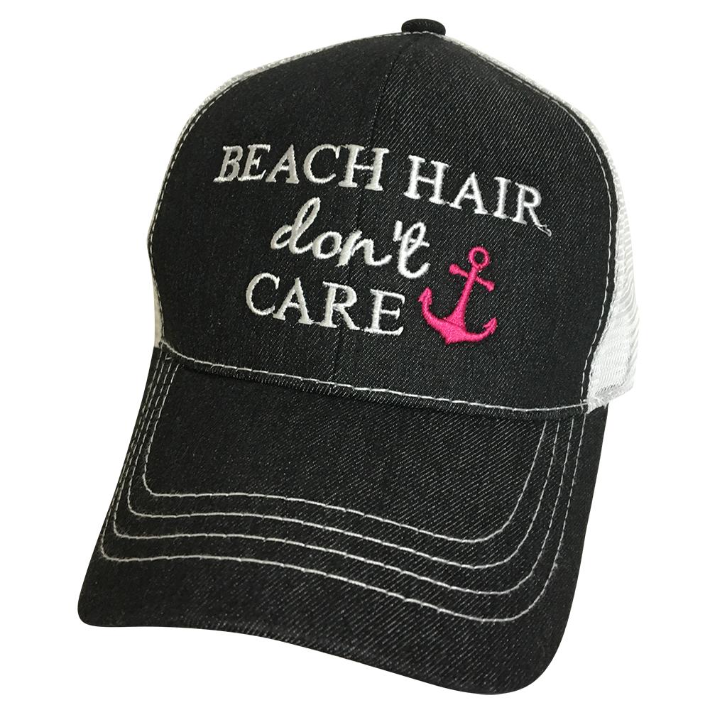 BJ-11 Beach Hair Trucker Pony Caps Blk Denim Mesh