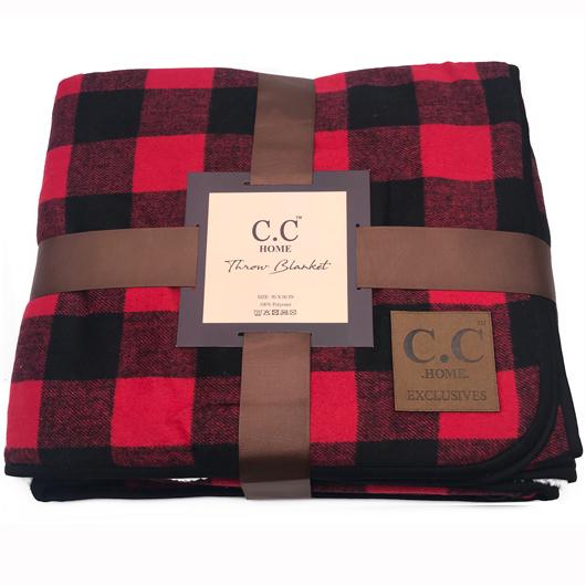 BL-3 Buffalo Plaid Red/Black Sherpa Blanket