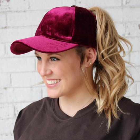 B 722 C.C Pony Caps Velvet Burgundy girliegirloriginals
