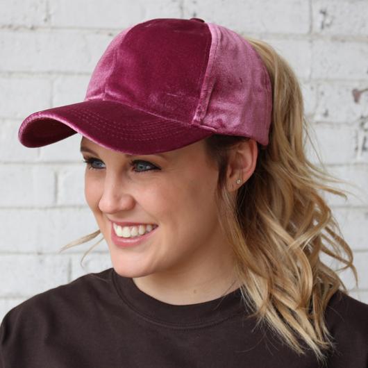 B 722 C.C Pony Caps Velvet Dark Rose girliegirloriginals