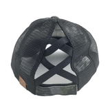 BT-783 C.C Criss Cross Pony Cap BLACK CAMO/BLACK