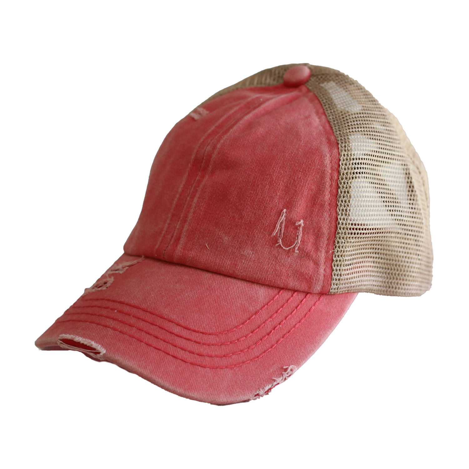 BT-780 C.C Criss Cross Pony Cap CORAL/BEIGE