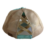 BT-780 C.C Criss Cross Pony Cap MINT/BEIGE