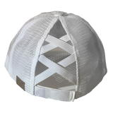 BT-783 C.C Criss Cross Pony Caps WHITE CAMO/WHITE