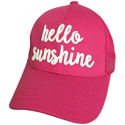 BT-10 Hello Sunshine Hot Pink 3D Magic Thread Pony Caps