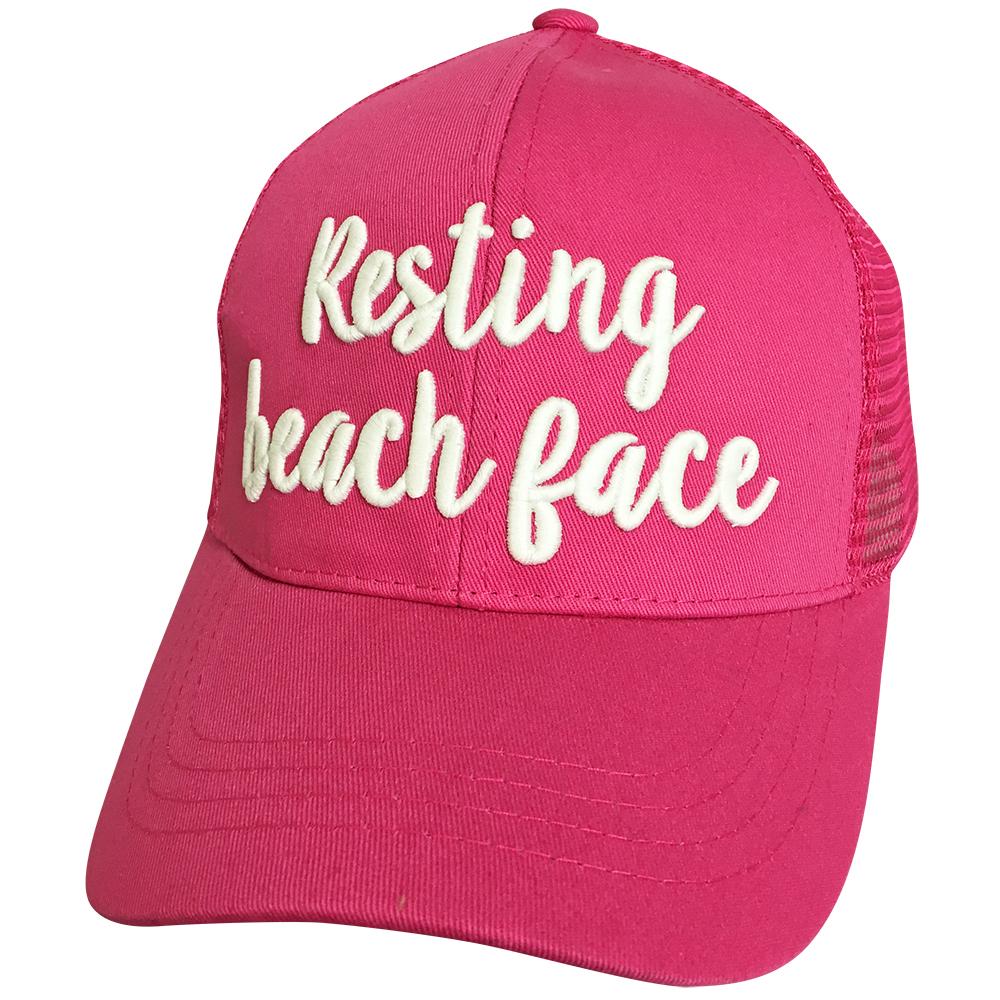 BT-10 Resting Beach Face Hot Pink 3D Magic Thread Pony Caps
