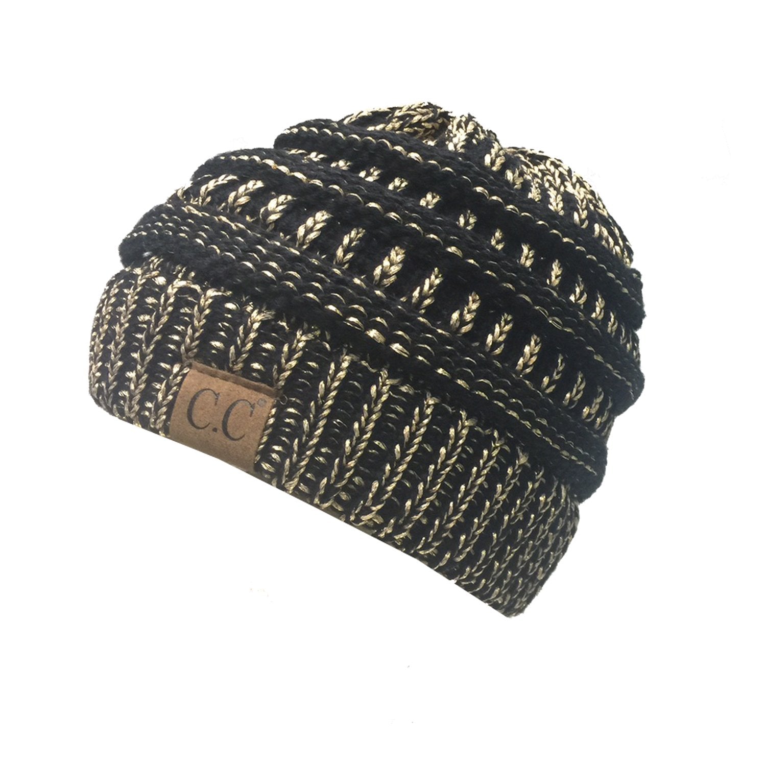 HAT-20A BEANIE METALLIC BLACK GOLD